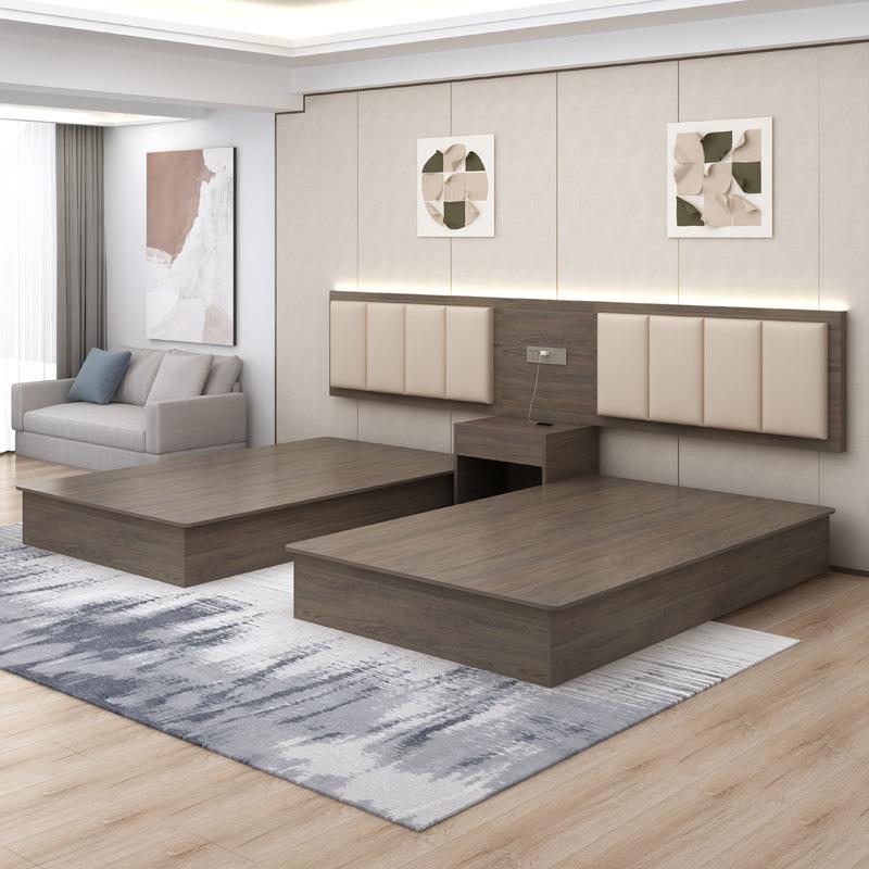 酒店家具标间全套宾馆床家具出租房星级旅馆民宿标准间双人床大床