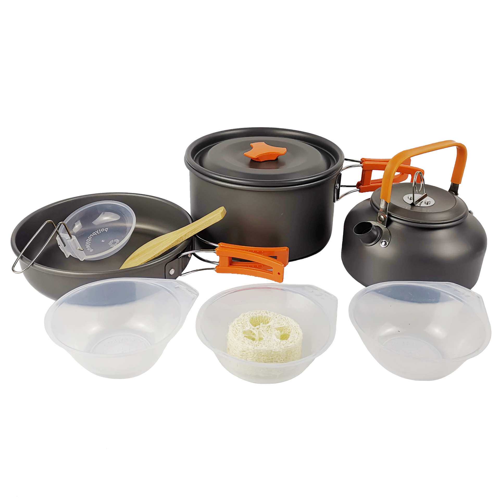 亚马逊户外野营茶壶套锅组合2-3人炊具套装折叠锅具轻量化设计