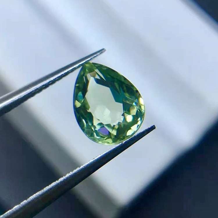 原设计宝石戒面通透绿色水滴形1.58ct天然碧玺裸石彩宝首饰定