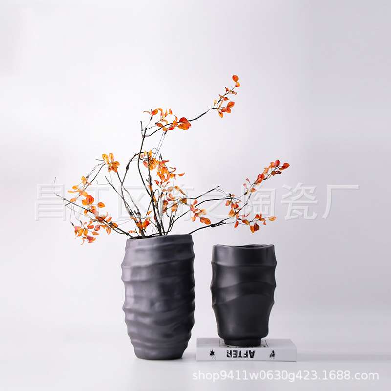 陶瓷器素烧花瓶仿古中式客厅电视柜插花装饰品家居瓷瓶摆件