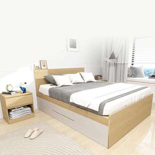 板式单双人床家居1.5M带床头柜简约现代多功能储物高箱酒店板式床