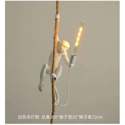 北欧创意猴子树脂灯麻绳灯个性创意服装店餐厅复古工业风动物灯饰