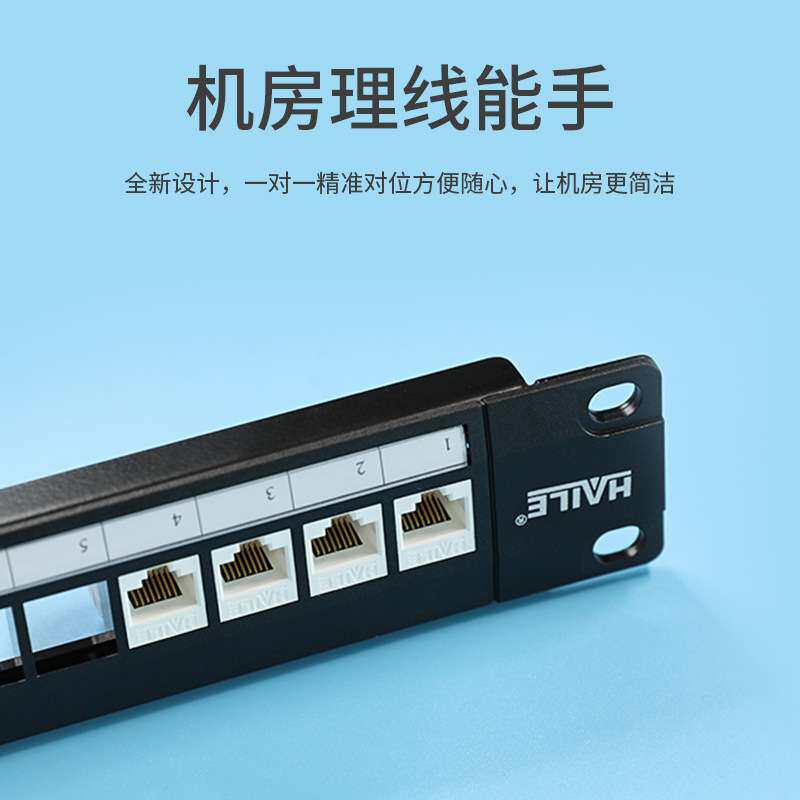 超五类24口配线架50u镀金 1U机架式机柜CAT5e网络EDF配线架