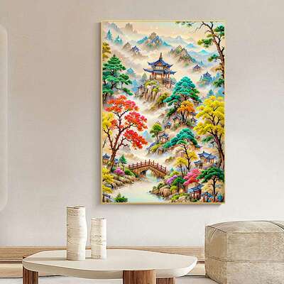 蒙娜丽莎十字绣：林峰绮阁 大格四股线105x75CM（008）