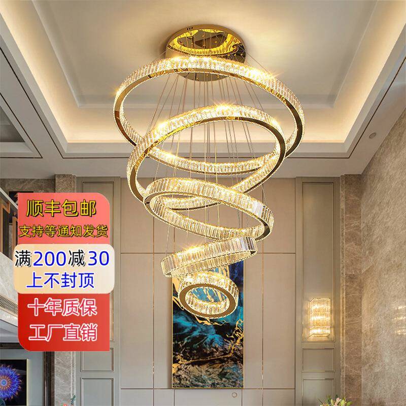 别墅客厅大吊灯LOFT复式楼挑空吊灯广东中山灯具现代轻奢楼梯吊灯