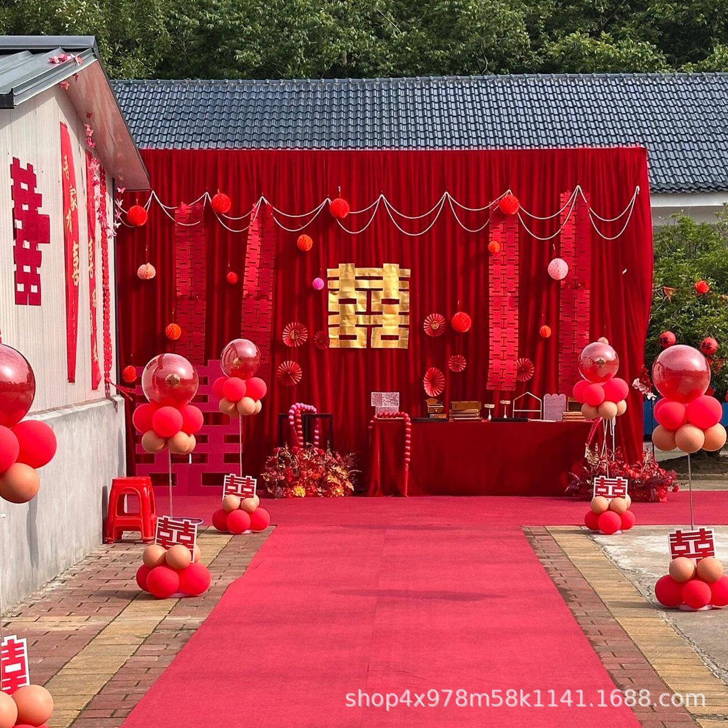 婚庆金丝绒舞台背景纱幔剧院风小众婚礼绒布背景农家小院中式婚礼