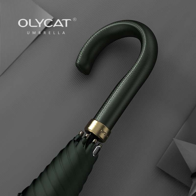 OLYCAT长直柄8骨雨伞轻奢商务纯色创意弯手柄加大121cm结实耐用