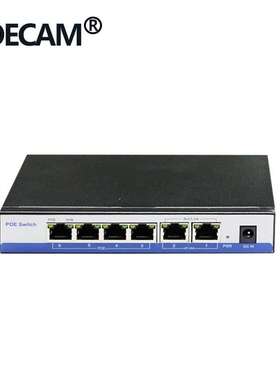 瑞昱IC4口POE供电口+2个UPLINK口6口POE交换机监控设备送电源AC线