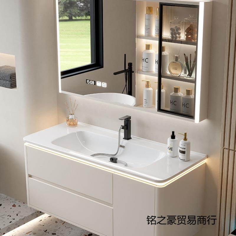 新款奶油风圆角浴室柜组合陶瓷一体盆卫生间洗手脸盆轻奢洗漱台池,3C数码配件,USB灯,淘宝优惠券,粉丝福利购,淘宝优惠卷