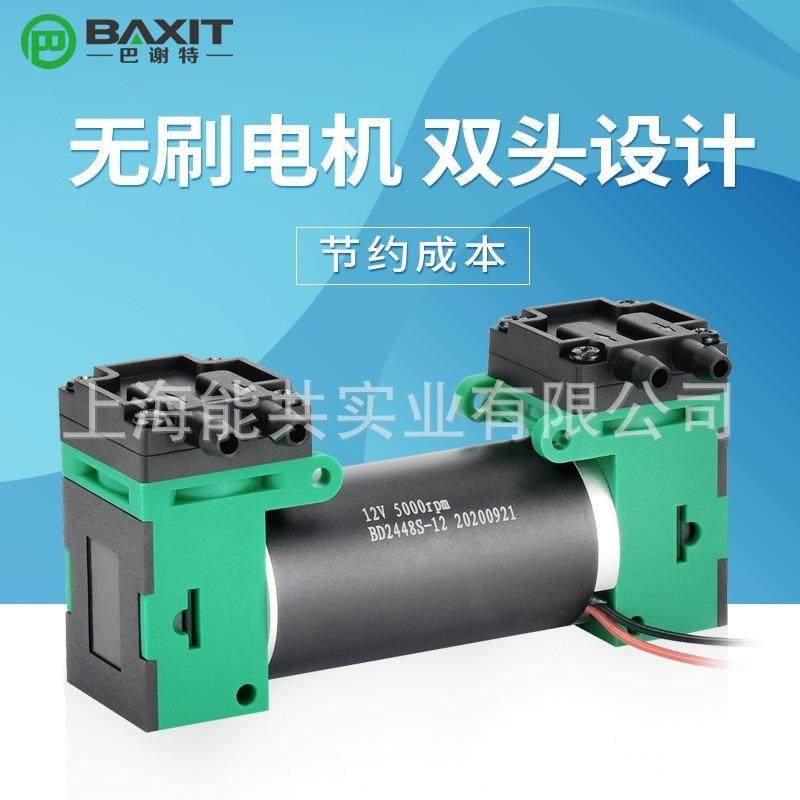 24V直流无刷可调速双头微型真空泵12V高负压抽打两用打气泵G2BL-2