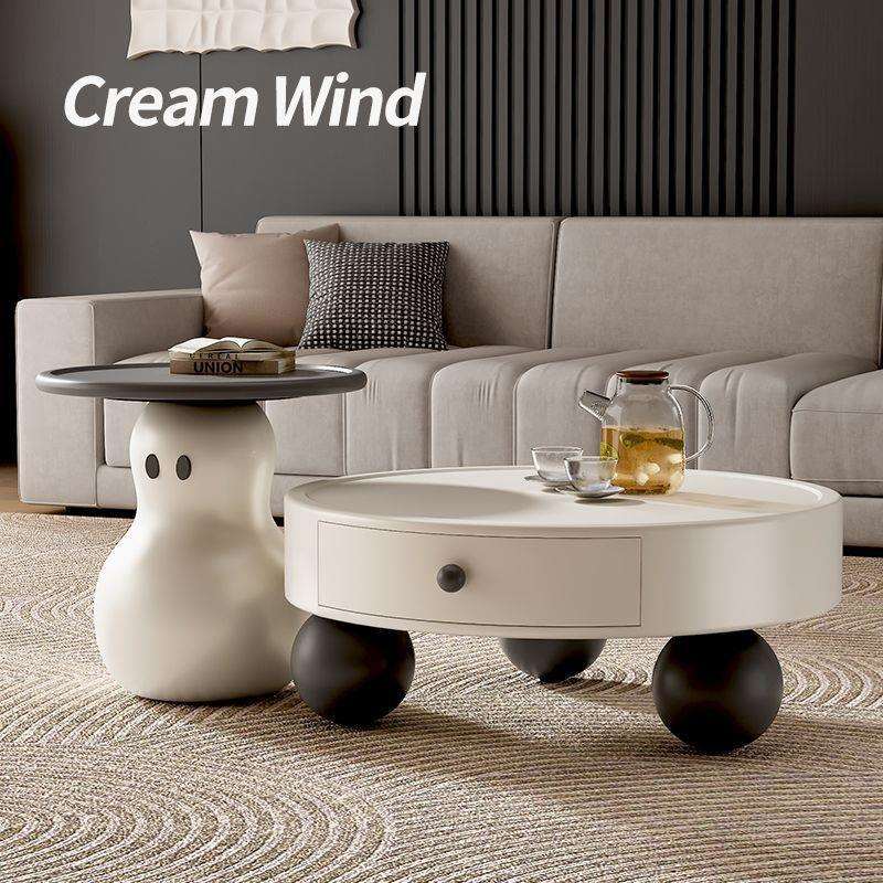 新款奶油风雪人茶几电视柜组合现代简约创意家用小户型客厅带抽屉
