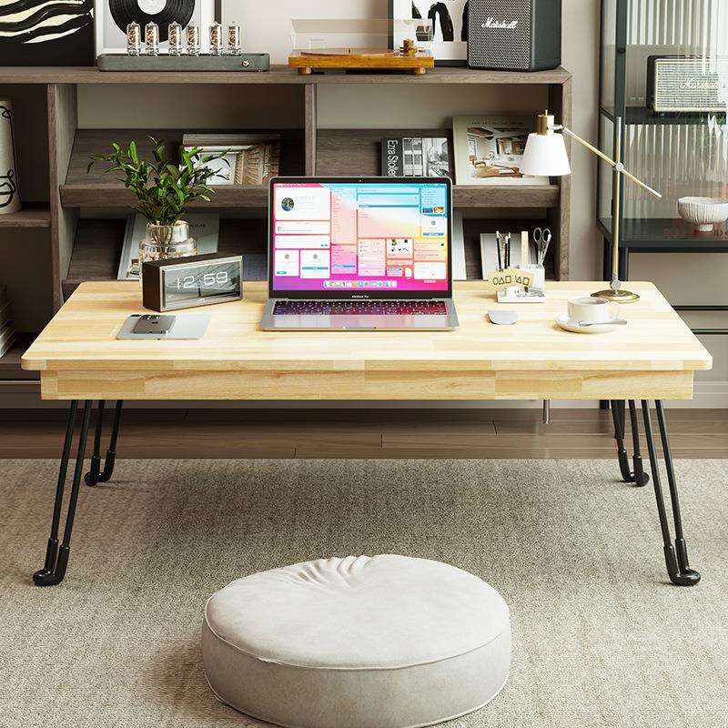 实木床上小桌子折叠桌学生宿舍学习书桌电脑桌飘窗办公桌矮桌子