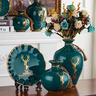 酒店花瓶摆件三件套欧式现代简约客厅玄关电视酒柜创意装饰品