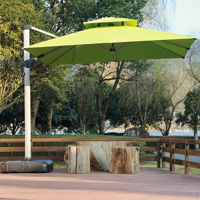 户外遮阳伞庭院伞花园q别墅太阳能灯条伞露台室外太阳伞休闲罗马