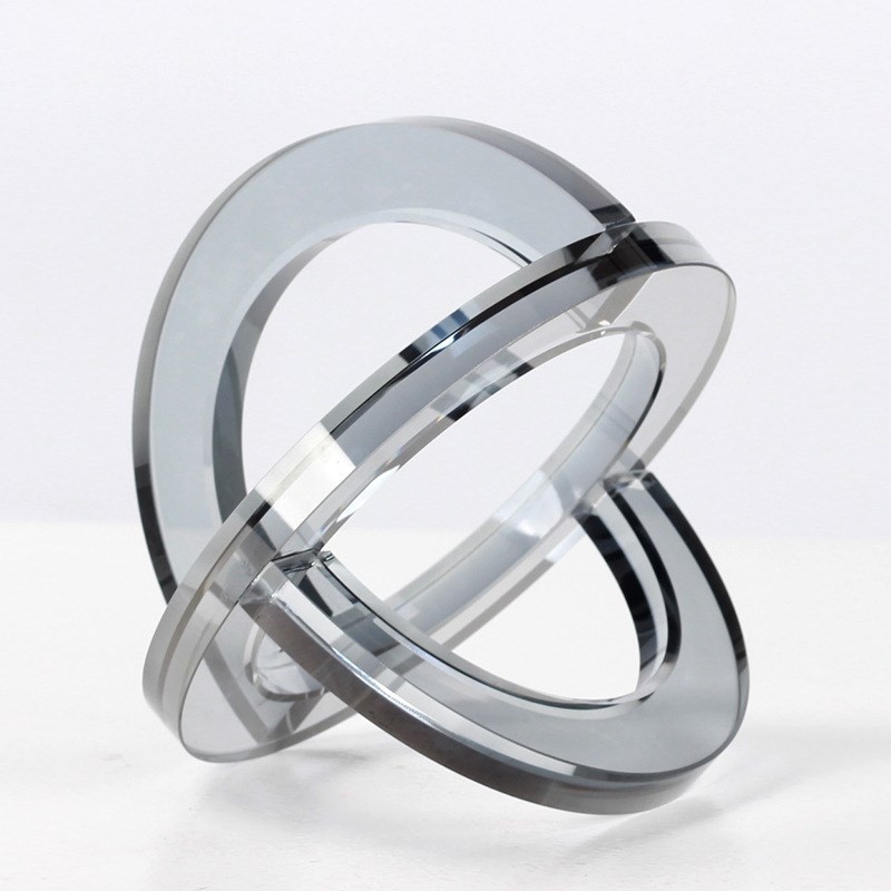 现代创意b水晶圆环摆件软装样板间售楼部客厅艺术圆形扣轻奢装饰