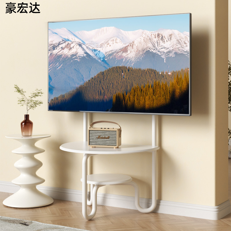 55/65/75j/85英寸电视落地金属底座白色立式支架游戏屏曲屏通用