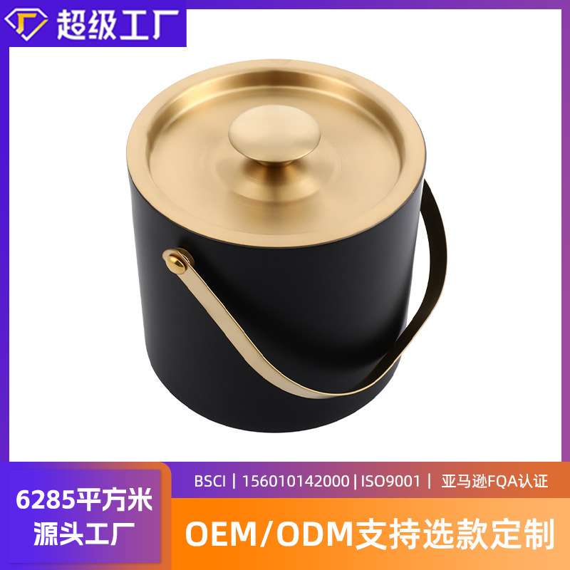 厂家 3L不锈钢双层冰桶 KTV大容量香槟红酒桶手提带盖水桶现货