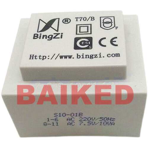 BingZi T70/B S10-01B 输入220V 输出7.5V 10VA 兵字电源变压器