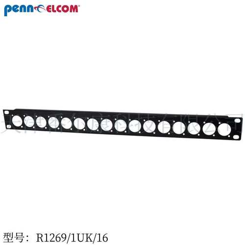 Penn Elcom19寸机柜D孔连接器1U面板卡槽16孔挡板金属黑色R1269