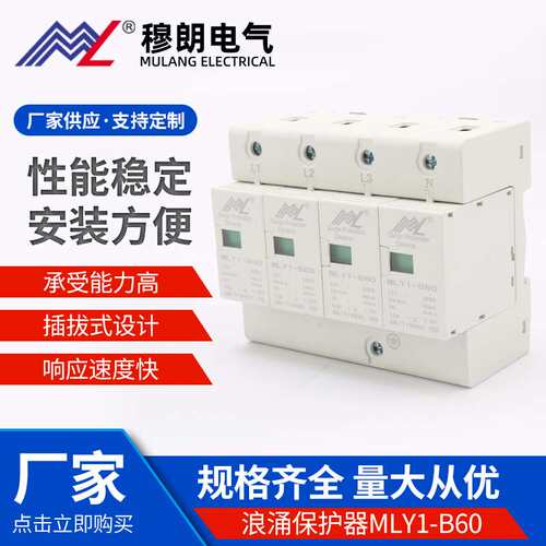 直销电涌保护器浪涌保护器MLY1-60KA/4P防雷避雷器家用