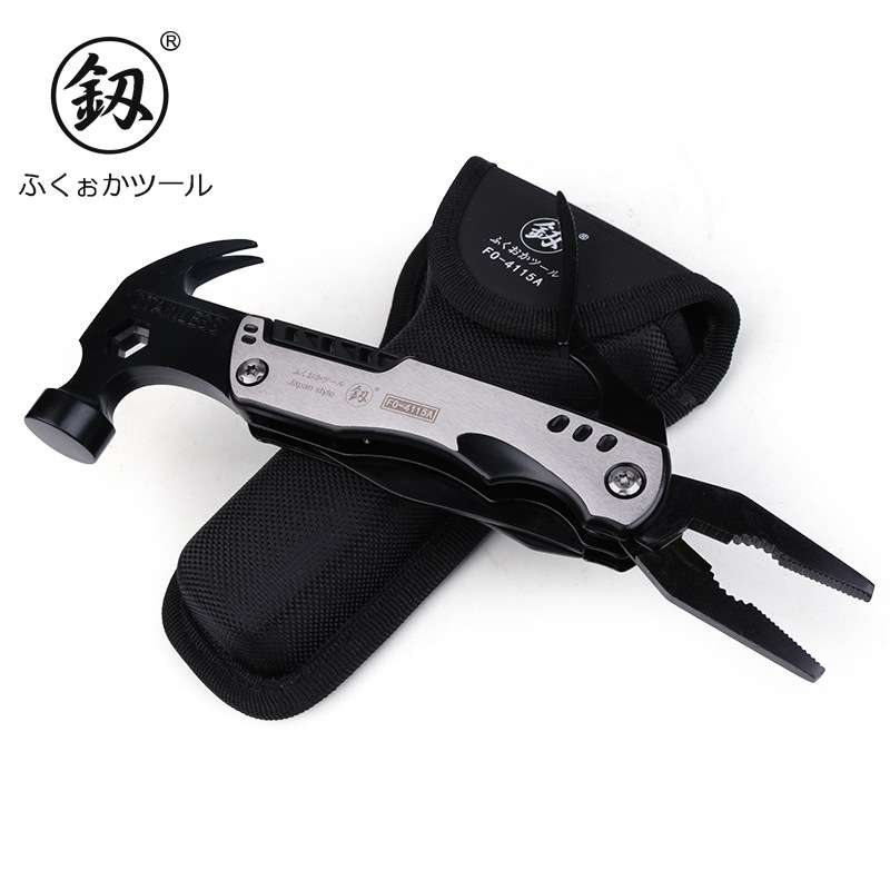 釰福冈工具户外多功能羊角锤钳子组合车载安全锤野营折叠工具野外