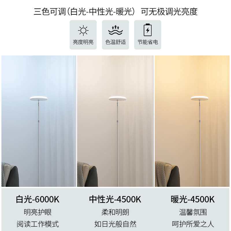 落地灯超亮客厅卧室床头灯饭厅沙发书房led氛围补光全屋照明台灯