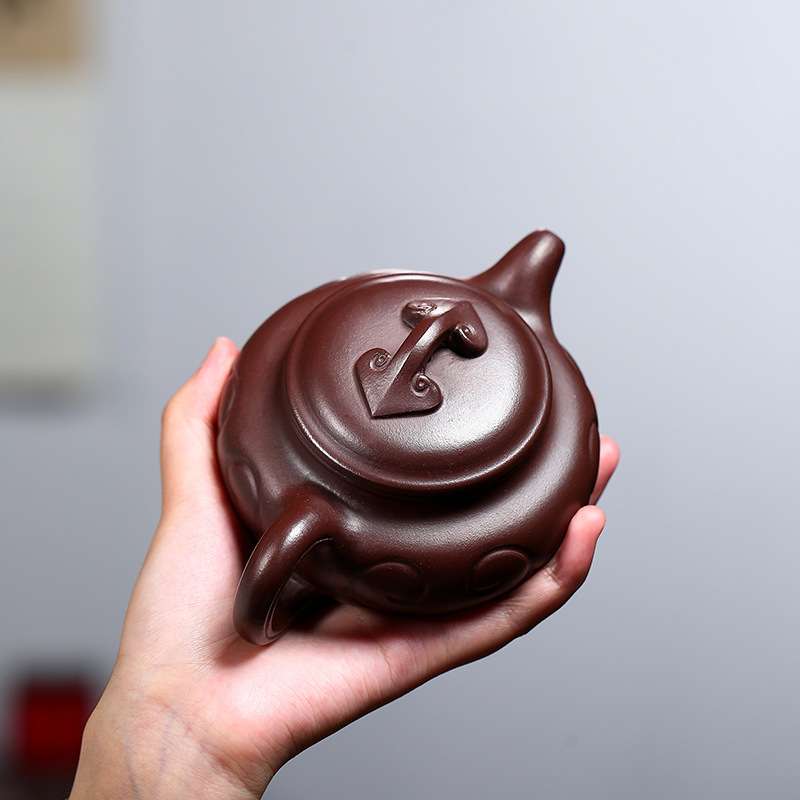 宜兴紫砂壶纯手工茶具原矿紫砂仿古如意家藏紫泥260精选红茶