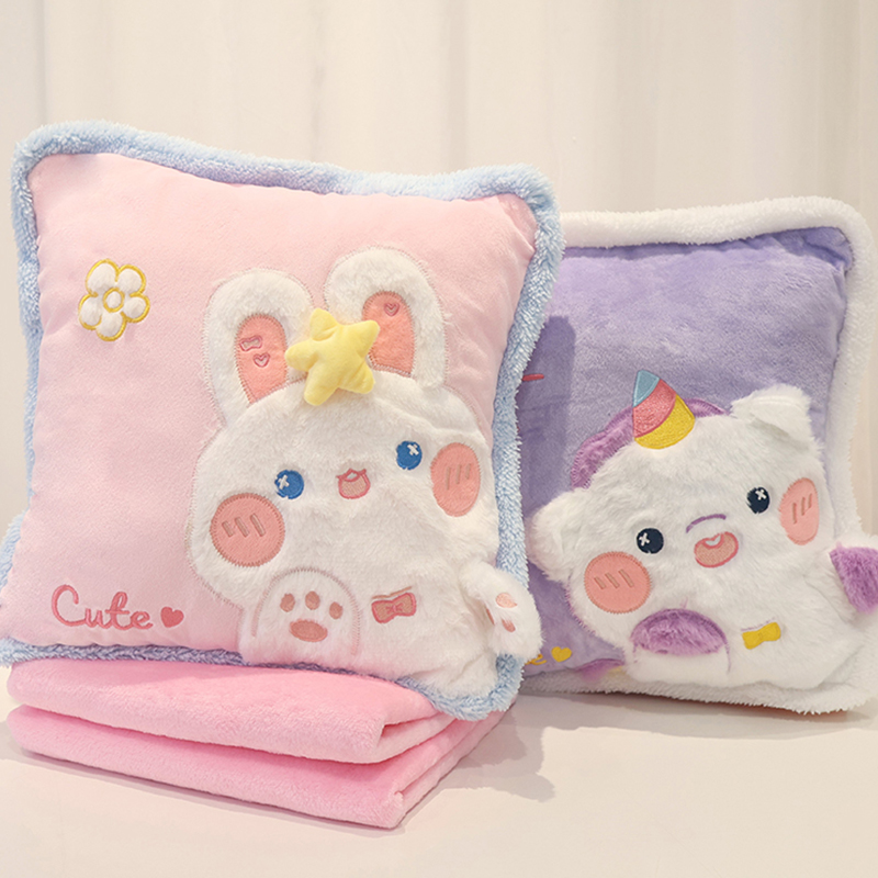 兔兔抱枕毯子g二合一午睡办公室午休神器毛毯睡觉车内枕头被子两