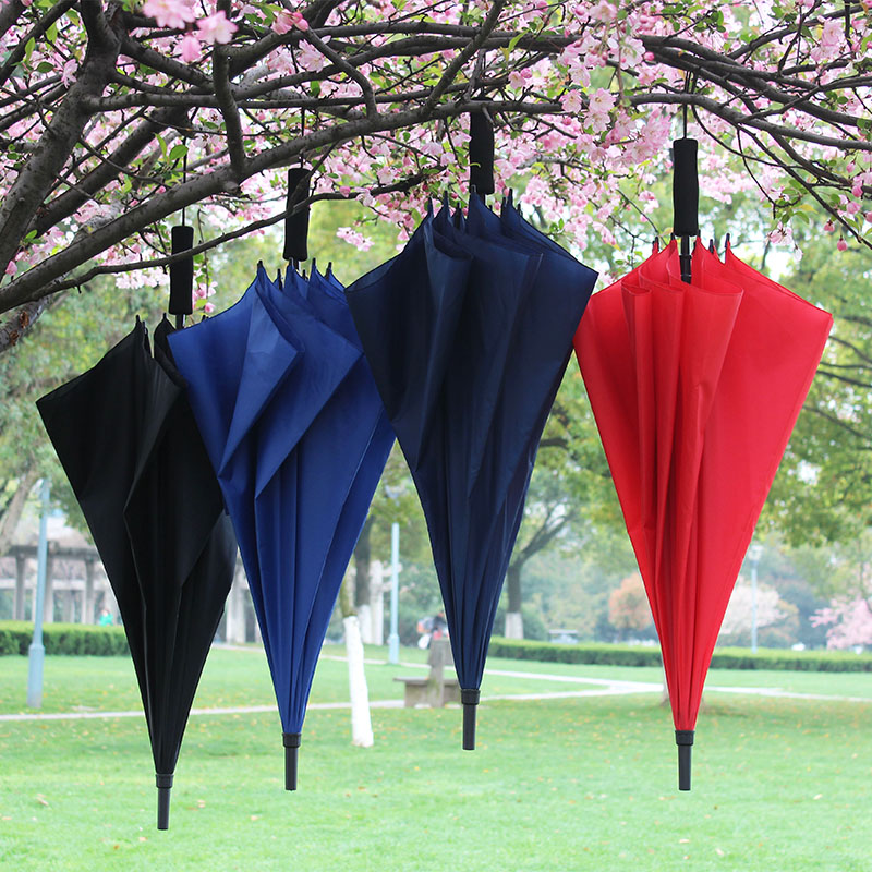 雨伞定制印LOGO长柄广告伞定做8B骨双股伞架直径1.2米双人伞大红