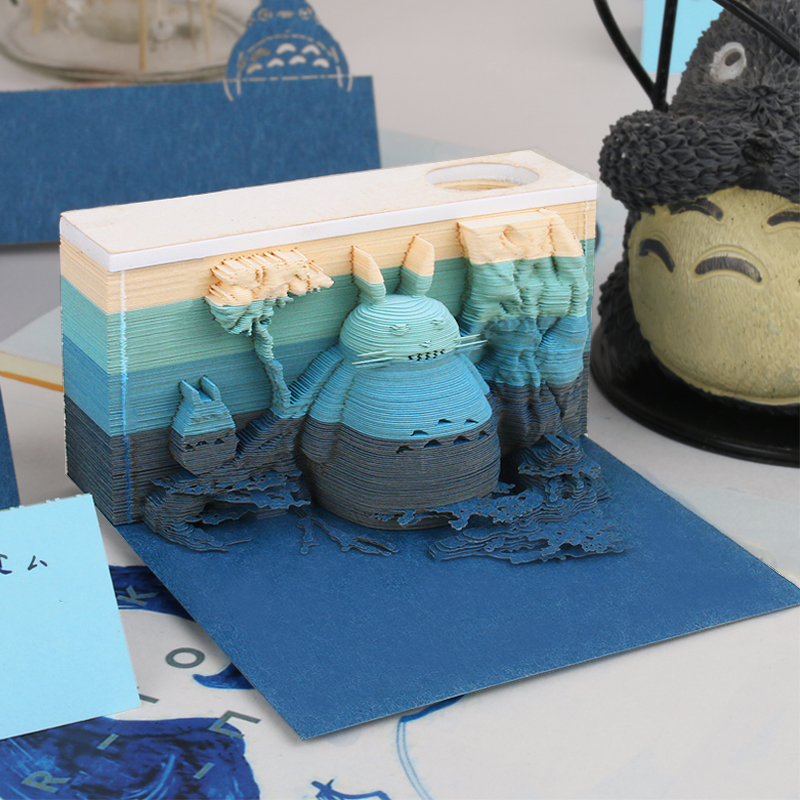 立体纸雕宫崎骏蓝色龙猫创意个性摆件可撕便签文具V男女生惊喜礼