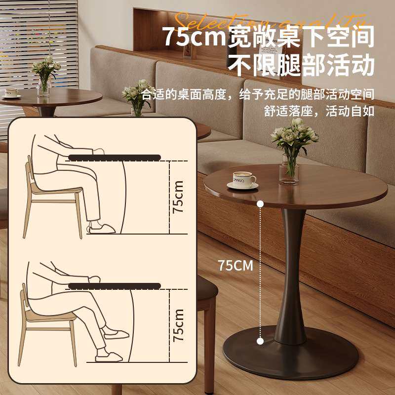 圆形餐桌家用客厅休闲简约咖啡桌出租屋阳台郁金香小圆桌子洽谈桌