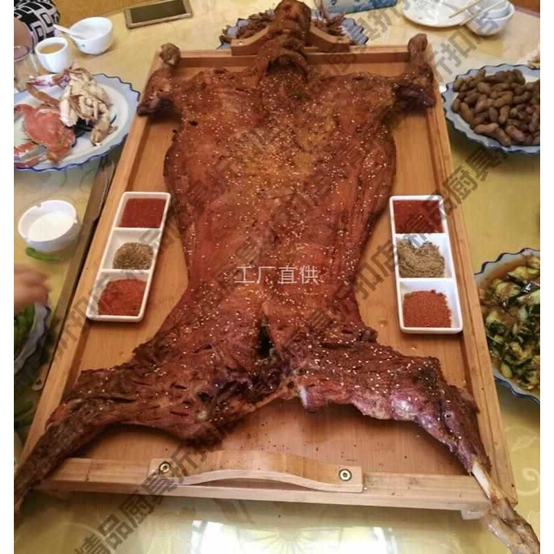 蒙古全羊盘上烤全羊木盘子饭店上菜竹托盘茶盘长方形特大号大