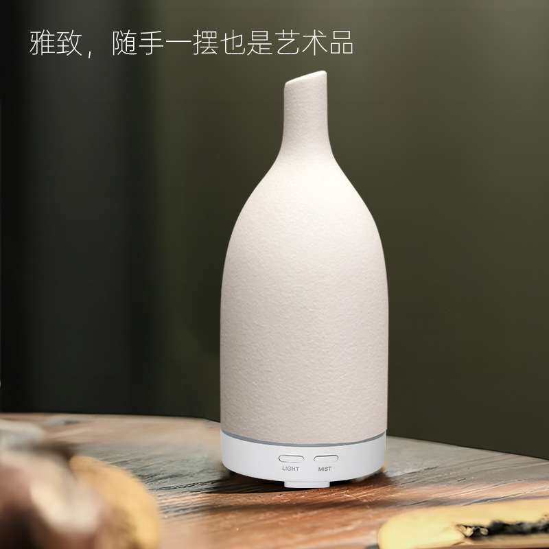 陶瓷加湿器小夜灯氛围圆柱长嘴家用加湿器桌面卧室家用空气加湿器