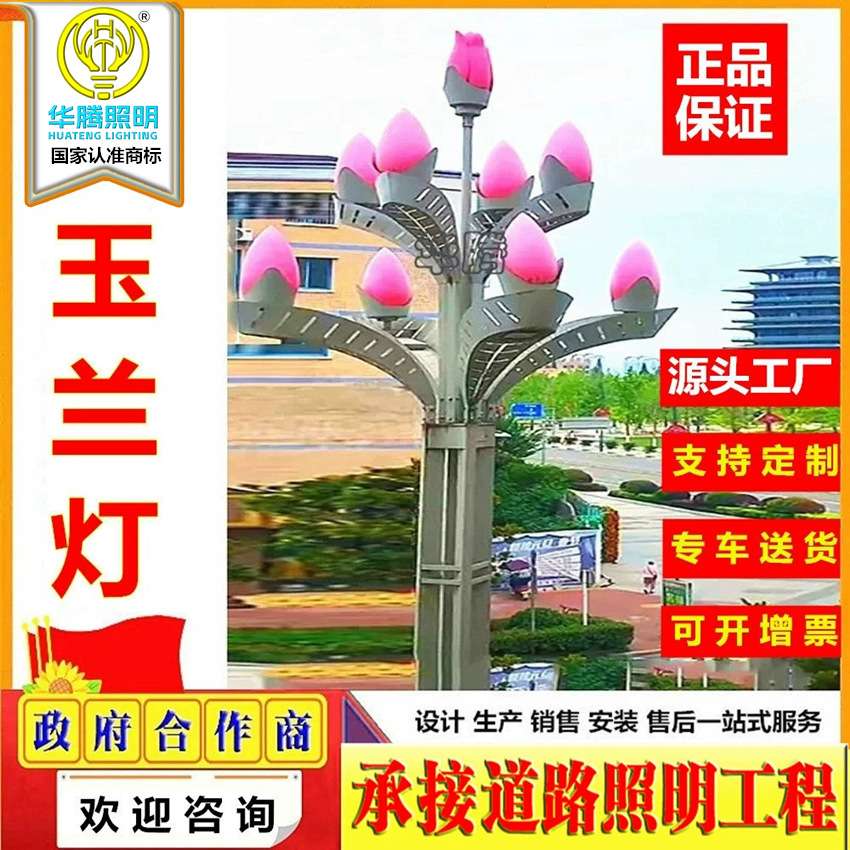 LED玉兰灯户外市政路灯防水中华灯广场景观高杆灯LED照明路灯杆