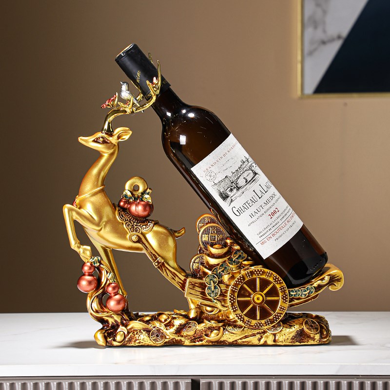 一鹿发财红酒f架酒柜摆件创意高档客厅家居玄关电视柜办公室装饰