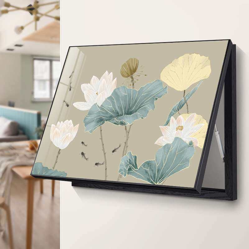 荷水禅心新中式电表箱装饰画遮挡配电箱壁画中国风餐厅弱电箱挂画