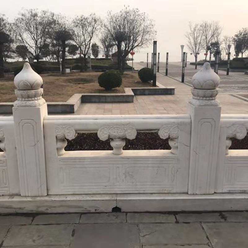 汉白玉浮雕石雕栏杆 小区阳台石围栏 人工湖防护石栏杆石栏板