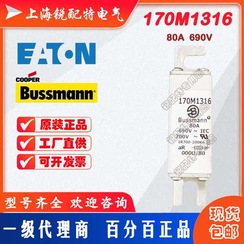 170M1316快速熔断器 690V 80A 巴斯曼BUSSMANN快速熔断器