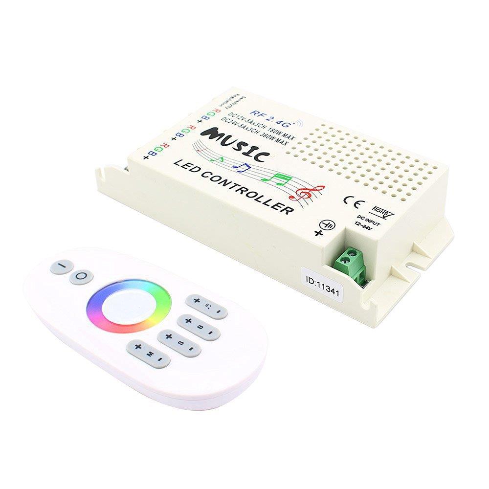 2.4G LED音乐控制器 七彩音频控制器music声控灯条灯带RF