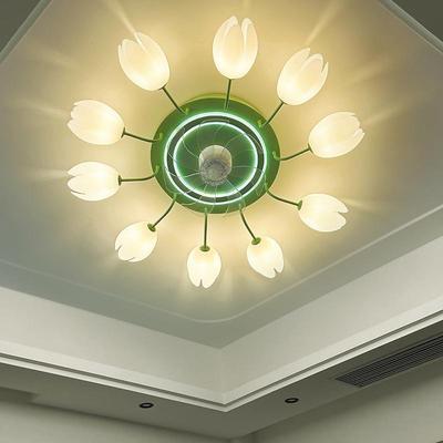 w%风扇灯吸顶灯客厅吊扇灯奶油风带风扇一体全屋灯具客厅风扇灯套