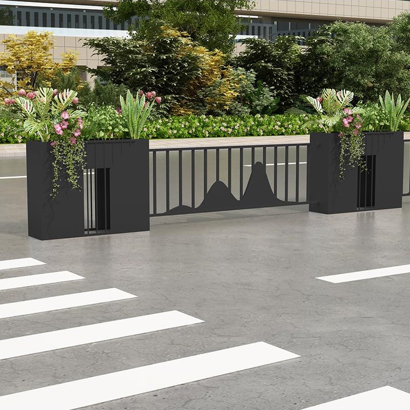 城市道路护栏花箱j市政绿化围栏铁艺花槽隔断售楼处商业街外摆花