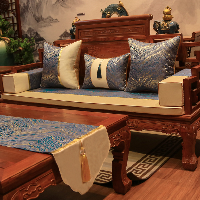 新中式红c木沙发坐垫海绵实木椅子沙F发垫罗汉床垫子五件套定做夏