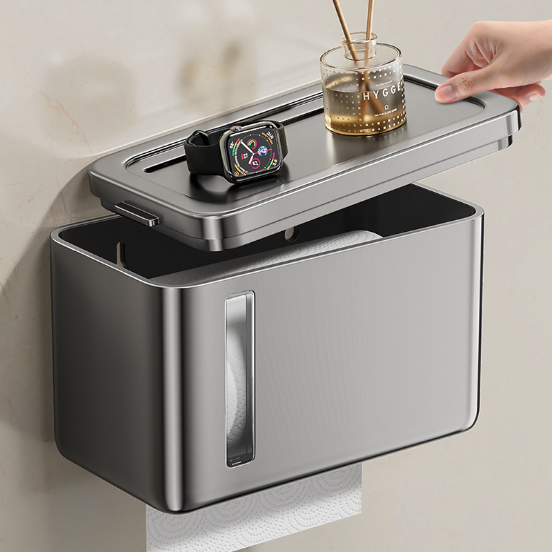 卫生间纸巾盒 免打孔轻奢置物A架浴室防水卷纸盒墙上厕所收纳