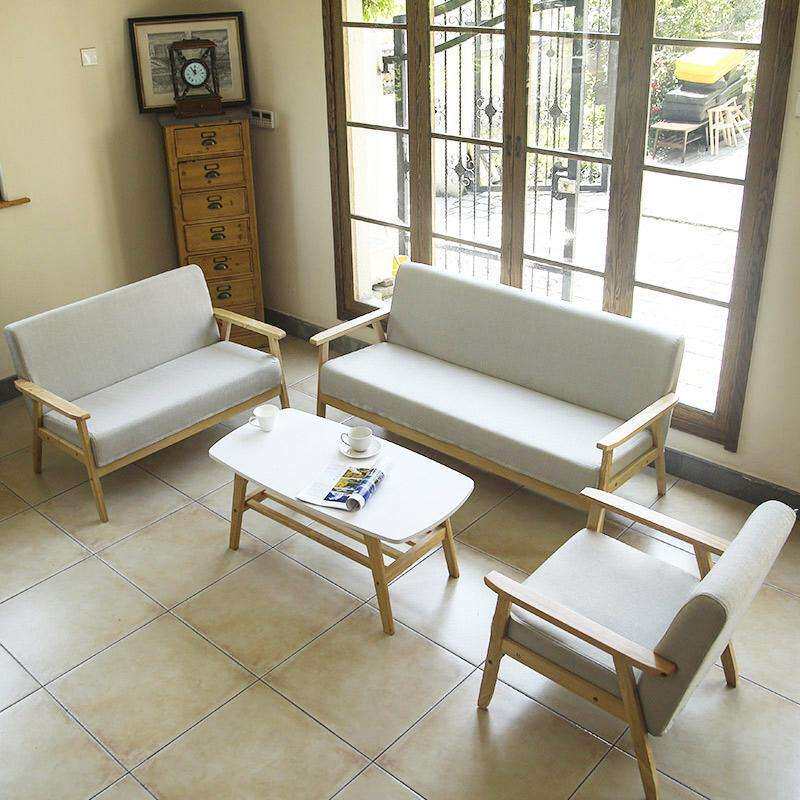 客厅出租房北欧单懒人沙发三人位简约现代布艺沙发小户型实木双人