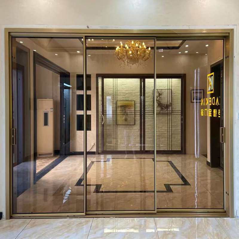 厨房客厅隔断门铝合金断桥极窄推拉门阳台三联动推拉门吊轨玻璃门