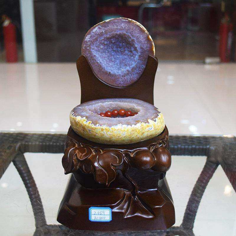 矿宝 天然玛瑙水晶原石聚宝盆居家办公紫水晶洞乌拉圭晶簇摆件