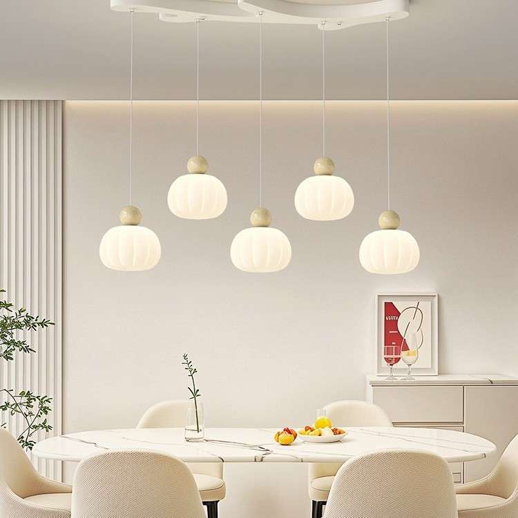 餐厅吊灯奶油风网红南瓜长条吧台灯2025年新款现代简约餐桌饭厅灯