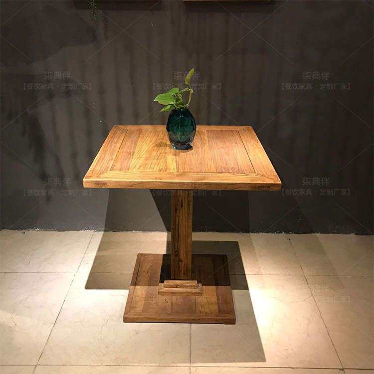 漫咖啡桌椅老榆木餐桌复古做旧原实木家具谁的咖啡漫猫休闲大桌子