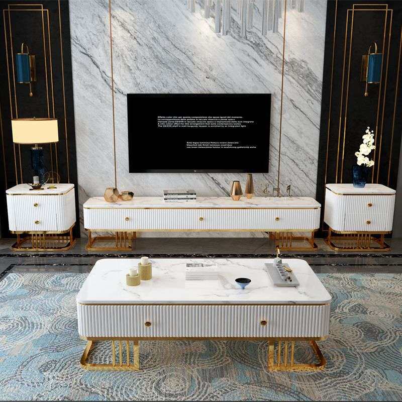 轻奢茶几电视柜现代简约大理石台面客厅方形创意储物矮地柜组合