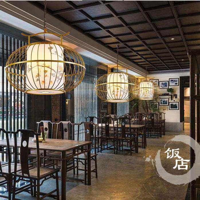 新中式火锅店灯笼吊灯中国风铁艺餐厅饭店灯带射灯茶楼过道走廊灯